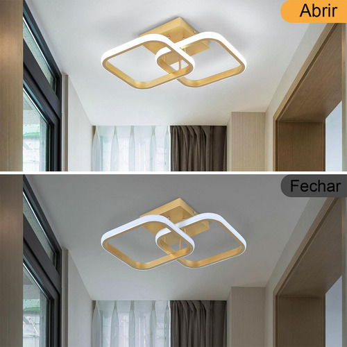 Plafon Luminária Led Moderno Duplo Quadrado Embutir Quarto