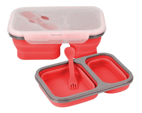 Lunch Box Plegable Meimia 2 Compartimentos Rojo - T1044