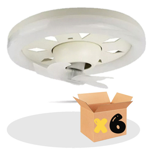Pack De 6 Ventiladores De Techo 12 Pulgadas Iluminación Led Luz Ajustable Fría Y Cálida Base E27 3 Velocidades Control Remoto