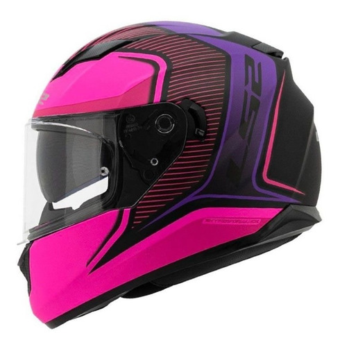 Casco Moto Ls2 Ff320 Stream Evo Flaux Negro Rosa Matte