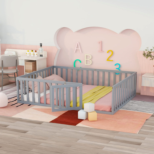 Base Cama Tamaño Queen Para Niño Madera S Valla Montessori