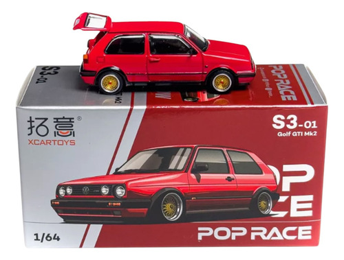 Xcartoys Golf Gti Mk2 Vw Escala 1/64 1:64 Auto Coleccionable Rojo