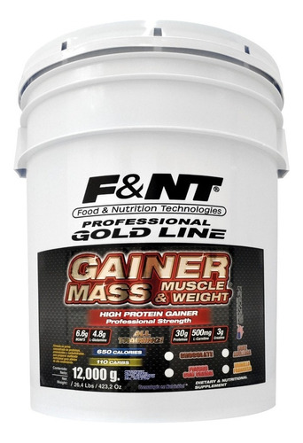 F&nt Gainer Mass Muscle & Weight 12,000 Gr Proteina Y Carbos Sabor Chocolate