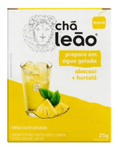Imagem 2 de 3 de Chá Leão Água Gelada - Abacaxi E Hortelã 10 Sachês