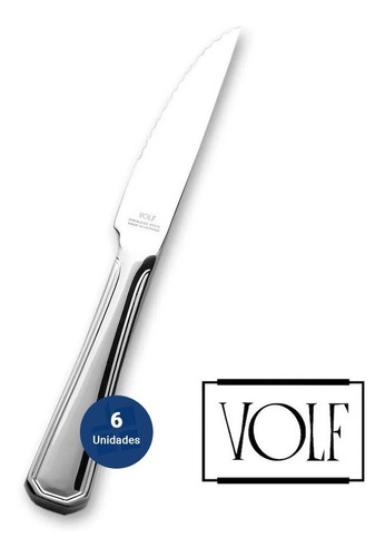 Cuchillo Asado Cubiertos Volf Carat Acero Inox X6