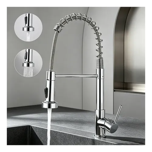 Torneira Bancada Cozinha Flexível 360° Monocomando Inox Q/f Prateado Cromado