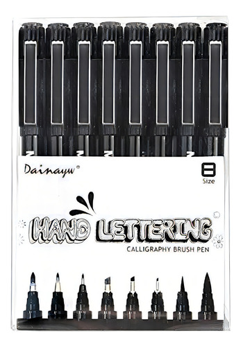 Marcadores Pincel Para Caligrafia/artistica Set X8u, Negro