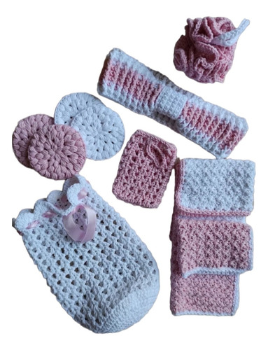 Set Spa/belleza Mujer Completo Tejido Crochet 