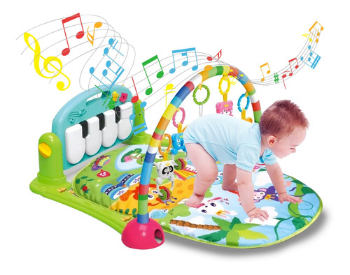 Tapete Atividades Interativo Bebê Villa Piano Musical Verde