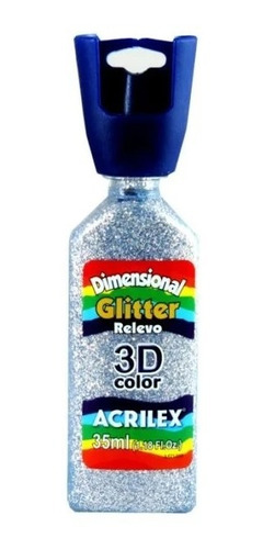 Tinta Relevo Dimensional Com Glitter N-202 Prata Acrilex