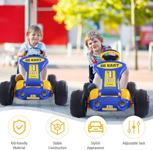 Carro Para Niños Tipo Go Kart Color Amarillo Marca Costzon