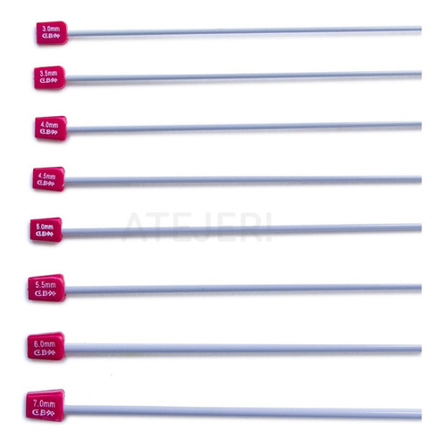Imagen 9 de 10 de Agujas Tricot De Aluminio Marca Cbx N° 4 X Caja 12 Pares