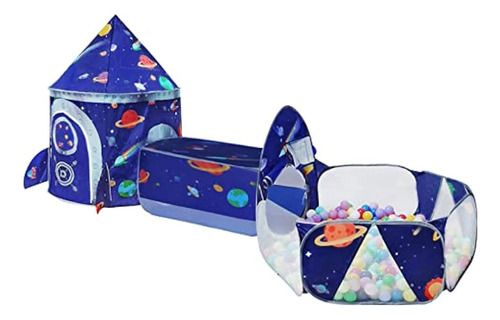 Ttloj 3pc Rocket Ship Boys Tent, Outer Space Kids Play Tent,