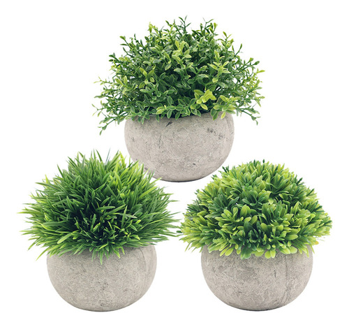 Pack De 1 Mini Macetas Artificiales De Hierba Verde Falsa