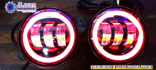 Faro Led Neblinero 4 Pulgadas Redondo C/ Ojo/ángel Rgb (par)