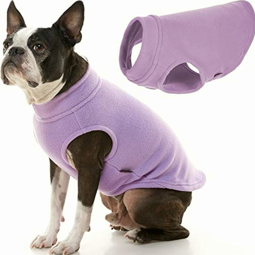 Gooby Stretch Fleece Pull Over Cold Weather Dog Vest, Color Lavanda