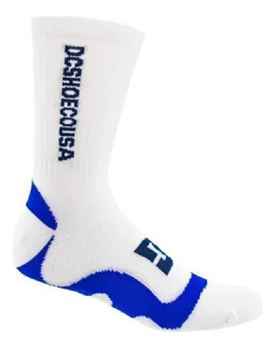 Meia Dc Cano Alto Performance Unissex - Branco E Azul