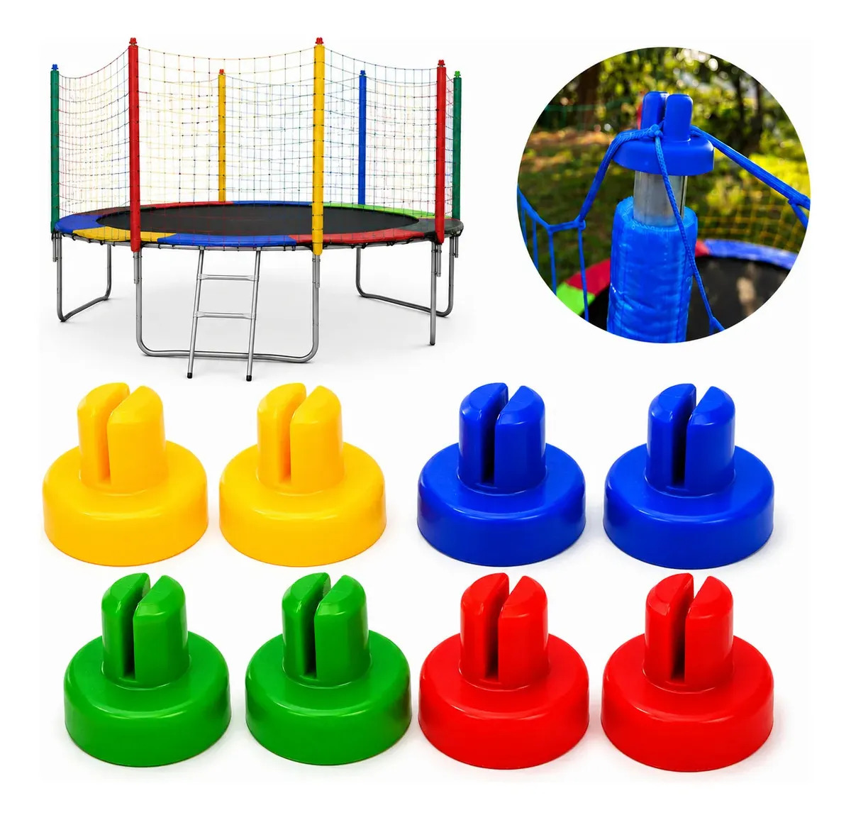 Kit 8 Ponteiras para Haste de Cama Elástica Pula Pula Val Brinquedos 25mm e 32mm