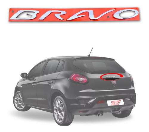 Sigla Escrita Traseira Cromado Fiat Bravo Blackmotion 2016