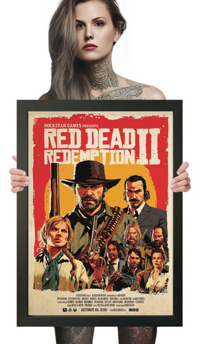 Quadro Red Dead Redemption 2 Game Arte Moldurada A3