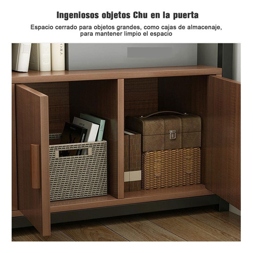 Librero Vintage Nogal Oscuro Multi C.puertas 2 Cajones 80cm Marrón
