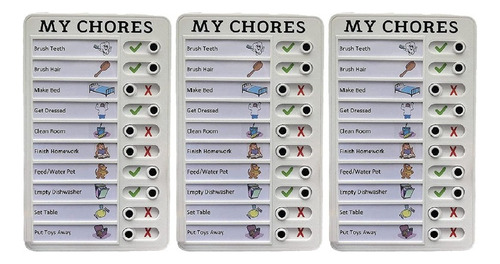 Juego De 3 Pizarras De Plástico My Chores Checklist Memo, De