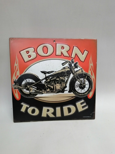 Aviso Metal U.s.a Born To Ride Harley Davidson Origina