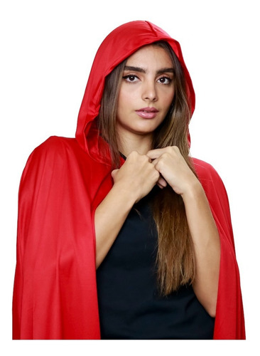 Imagen 4 de 9 de Disfraz Capa Con Capucha Caperucita Roja Dama
