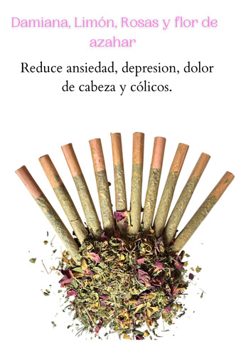 Cigarros Herbales Para Colicos De Damiana, Limón, Rosas