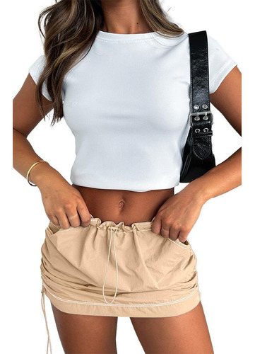 A Minifalda Cargo De Verano Para Mujer, Cintura Baja, Ropa