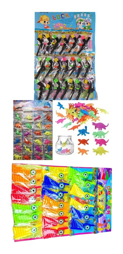 Pack Piñata 20 Dinosaurios Agua+20 Silbatos+20 Mini Pistolas