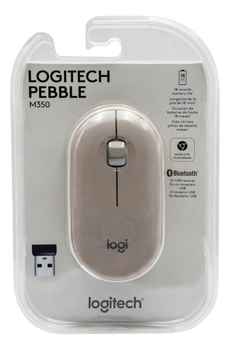 Mouse Wireless Bluetooth Logitech Pebble M350 Grey Milk Color Marrón
