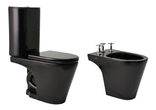 Juego De Baño Negro Marina Indoro, Dep Y Bidet  Ferrum