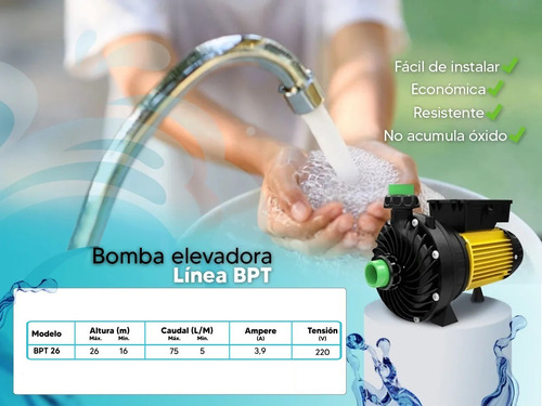 Imagen 3 de 3 de Bomba Centrífuga Elektrim 0,75 Hp 3/4 Bpt 26 Presión Elevado Amarillo Monofásica 50 Hz