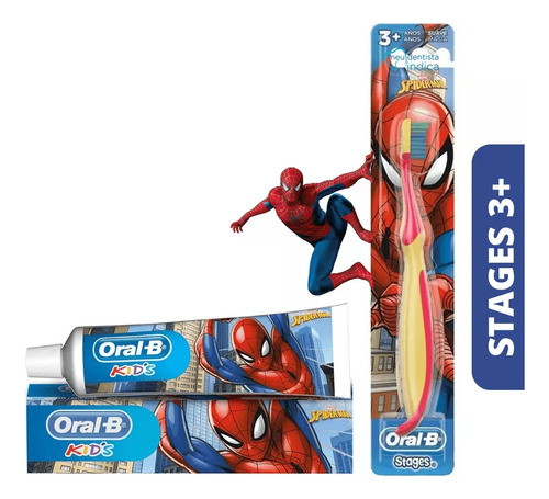 Kit Infantil Homem Aranha Oral-b - Escova Dental + Pasta