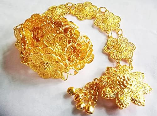 Cinturón Punpund Placa De Oro Jazmín Vintage Traje De Mujer