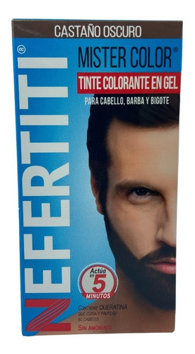 Nefertiti Kit For Men Tinte Colorante En Gel Cabello Y Barba Tono Castaño Oscuro