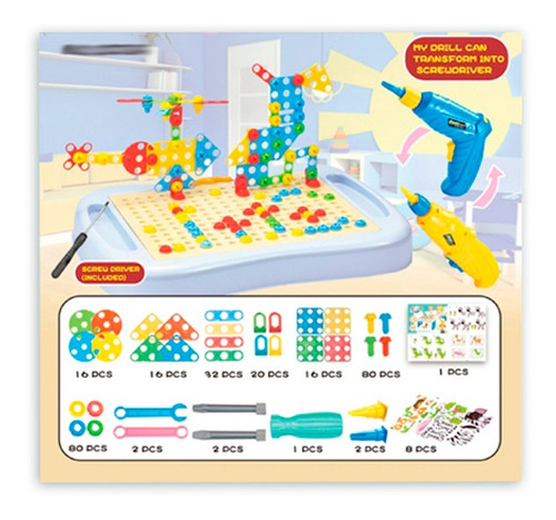 Puzzle Bloques Para Armar Y Crear Con Bandeja Y Atornillador