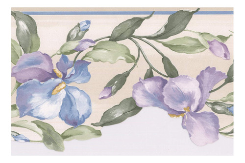 Cenefa Papel Pintado Prepegada Flor Azule Morada Viña 15