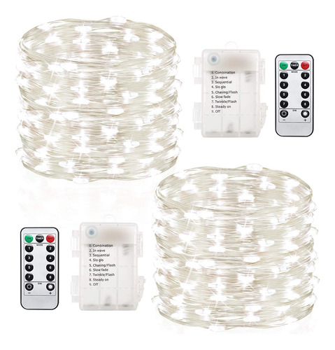 60 Luces Led De Hadas, 2 Unidades De 20 Pies, Funciona A Pil