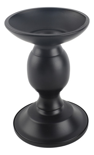 Candelabro Negro Con Forma De Pilar, De Metal Inoxidable, De