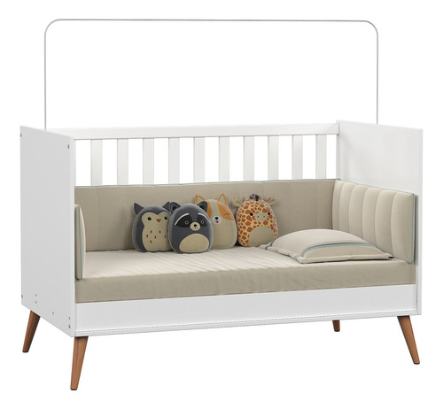Conjunto Quarto Bebê Retrô Berço Com Colchão, Cômoda Guarda Roupa Cor Branco
