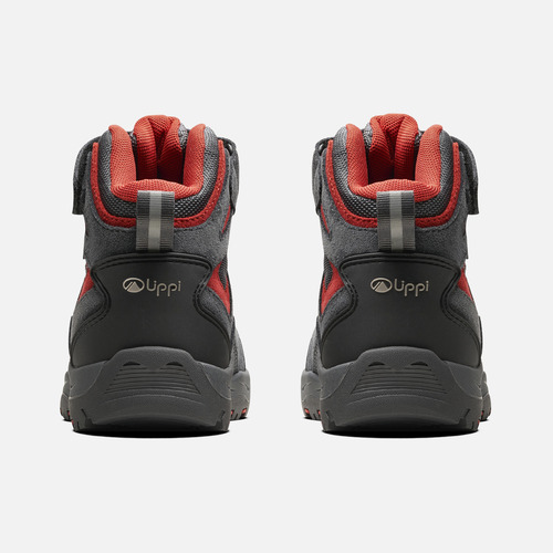 Botín Niño Puelo Cs Hi Velcro Gris Medio/rojo Lippi I25