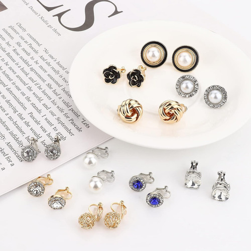 10pare Aretes Falso Mujer Aretes Clip Sin Piercing Ajustable