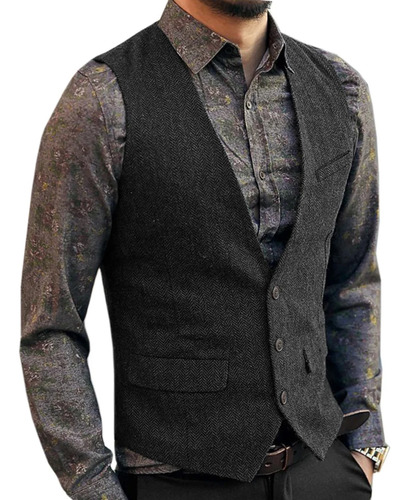 Chaleco Gris Para Hombre Suitwool Tweed Cotton Gentleman Bec