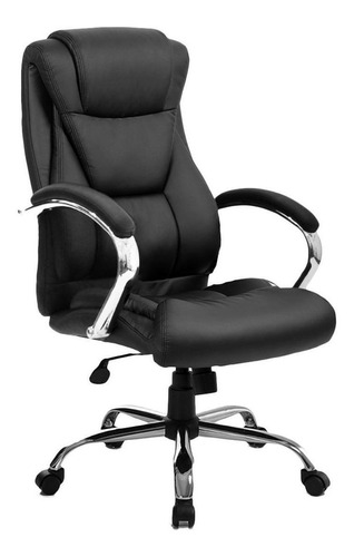 Cadeira de escritório Newmo Perla  preta com estofado de couro sintético