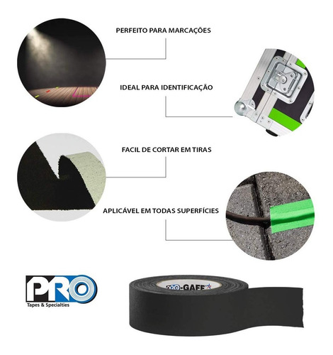 Fita Gaffer Tape Pro Gaff Amarela 25mm X 50 Mts
