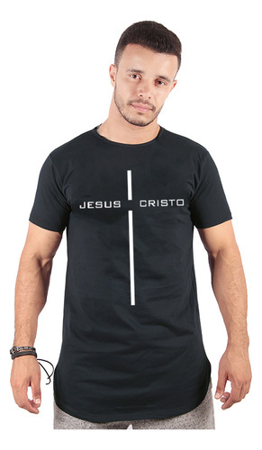 Camiseta Blusa Gospel Camisa Longline Oversized Masculina