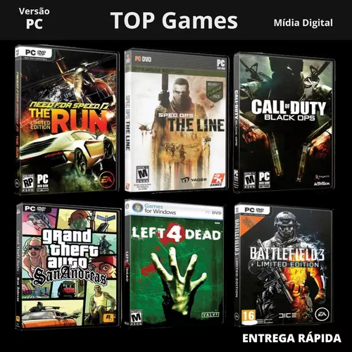 6 Jogos De Pc Gta Left4 Black Ops Battle3 Nfs Run Spec Ops