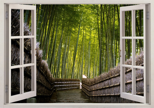 Adesivo De Parede Floresta De Bambu Árvores Natureza Caminho